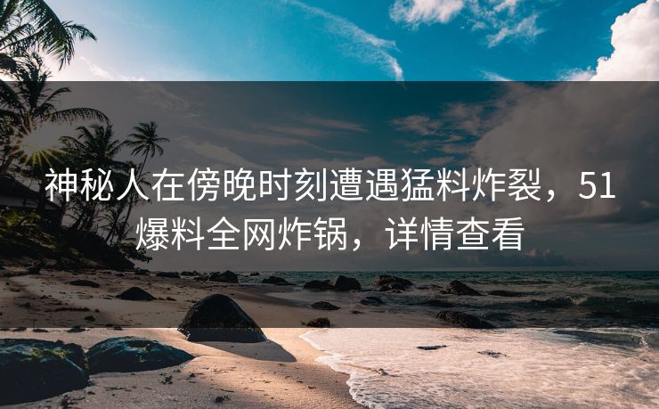 神秘人在傍晚时刻遭遇猛料炸裂，51爆料全网炸锅，详情查看