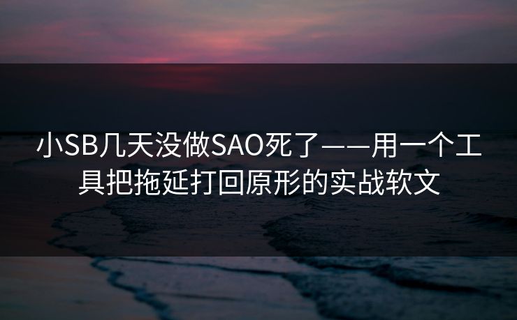 小SB几天没做SAO死了——用一个工具把拖延打回原形的实战软文